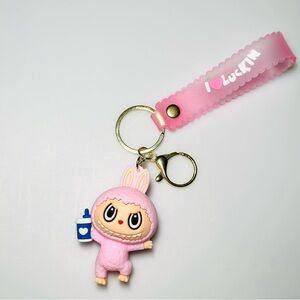 Trendy Pink Monster Bunny Keychain labubu